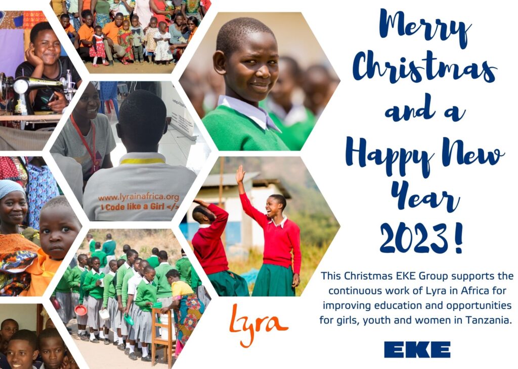 Lyra in Africa, Students in Tanzania, Merry Christmas from EKE Group